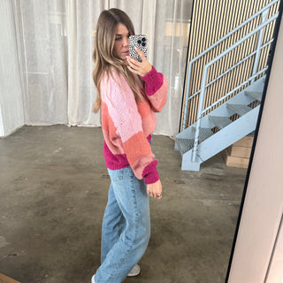 Pulli Colour Blocks  - Rosa x Peach x Pink