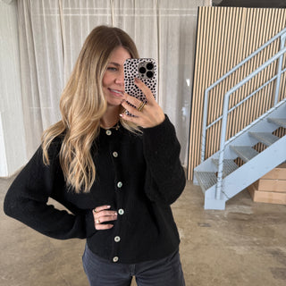 Basic Strickjacke - Schwarz