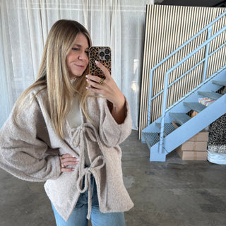 Filz Schleifen Jacke - Creme