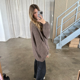 Oversized Strickjacke - Schokobraun