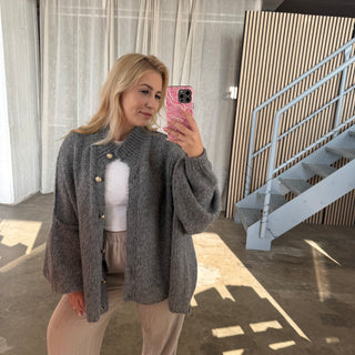 Oversized Strickjacke - Dunkelgrau