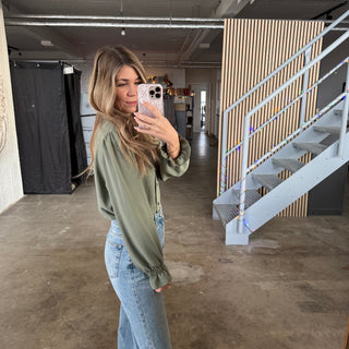 Rüschen Bluse - Olive
