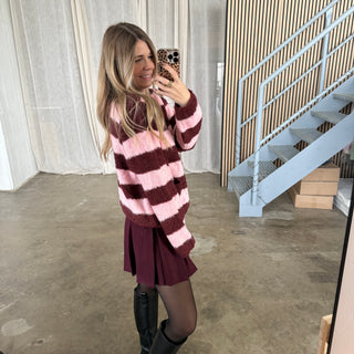 Strickjacke Gold Buttons - Bordeaux x Rosa