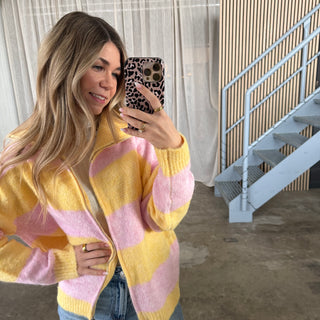 Blocks Zipp Jacke - Gelb x Rosa