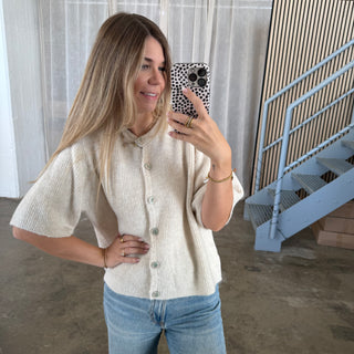 Short Strickjacke - Creme