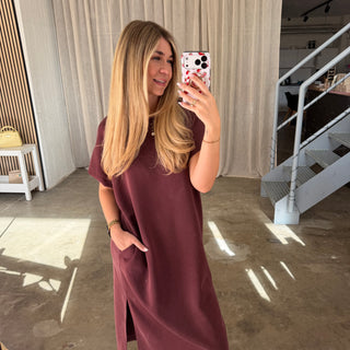 Oversize Kleid Molly - Rot-Braun