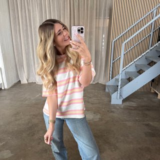 Oversize Shirt Malibu - Weiß x Rosa