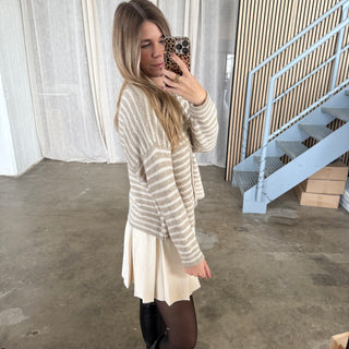 Strickjacke Small Stripes - Beige