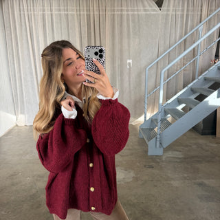 Oversized Strickjacke - Bordeaux