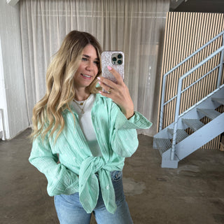 Musselinbluse Hearts - Mint