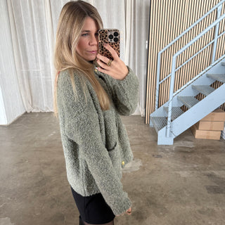 Strickjacke Boucle - Grün