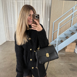 Strickjacke Boucle - Schwarz