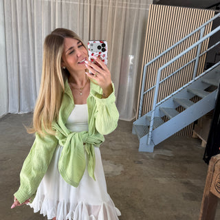 Oversize Musselinbluse - Lime