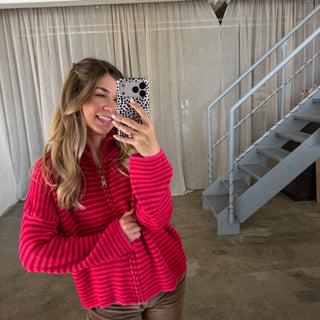 Zipp Jacke Mia - Rot x Neon Pink