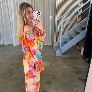 Off Shoulder Top Tropical - Bunt