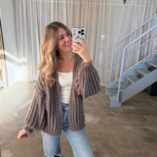 Strickjacke Lima Uni - Taupe