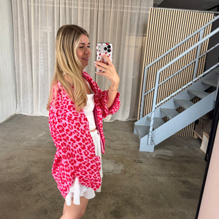 Oversize Musselinbluse Big Leo - Rosa x Rot