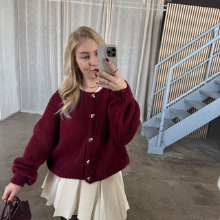 Strickjacke Gold Hearts - Bordeaux