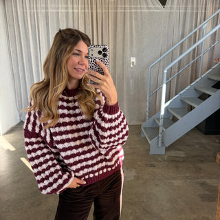 Pops Pulli Stripes - Bordeaux