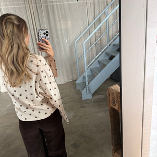 Basic Oversize Longsleeve Dots - Creme
