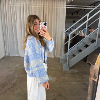 Strickjacke Soft Stripes  - Blau