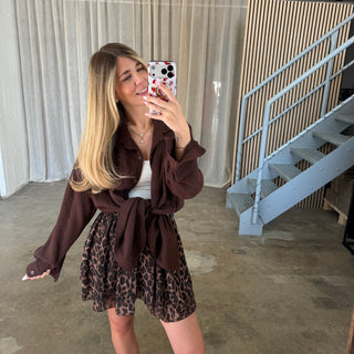 Oversize Musselinbluse - Espresso