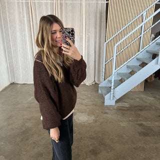 Spitzen Pulli - Dunkelbraun