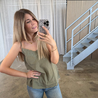 Leinen Top - Olive
