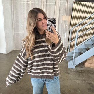 Pulli Curved Stripes - Taupe x Creme