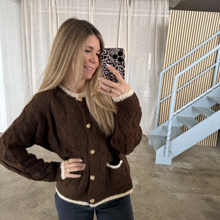 Strickjacke Tangled - Braun x Creme