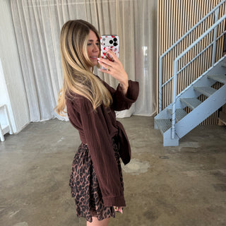 Oversize Musselinbluse - Espresso