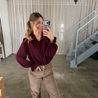 Rüschen Bluse - Bordeaux