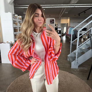 Musselinbluse Orange x Pink