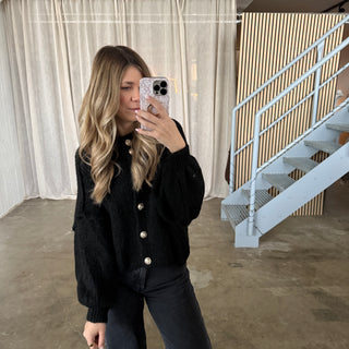 Chunky Strickjacke - Schwarz