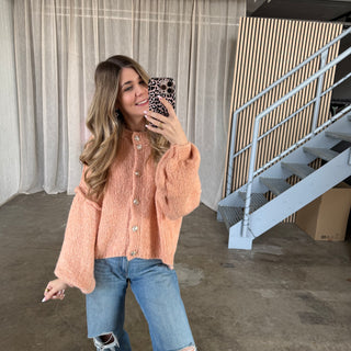 Chunky Strickjacke - Coral