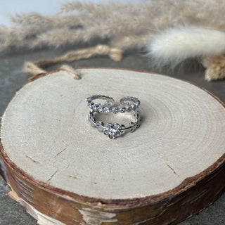 Flora Diamond Ring | Strass Silber