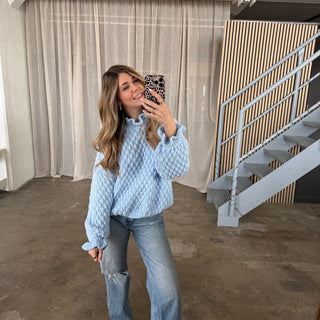 Pops Rüschen Pulli - Babyblau