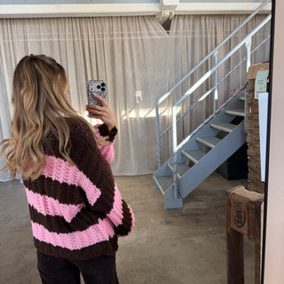 Strickjacke Lima - Rosa x Braun
