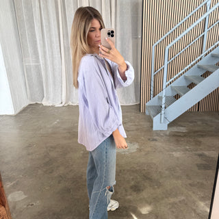 Musselinbluse Oversize - Flieder
