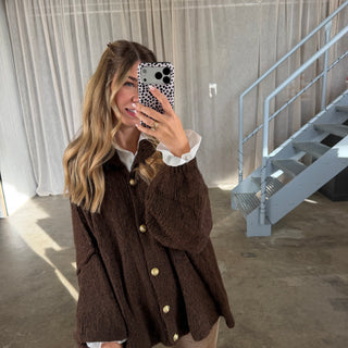 Oversized Strickjacke - Espresso