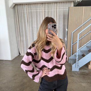 Pullover Waves - Braun x Rosa