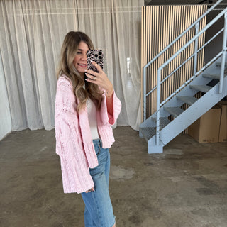 Open Tangled Strickjacke - Rosa