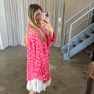 Oversize Musselinbluse Big Leo - Pink x Rosa