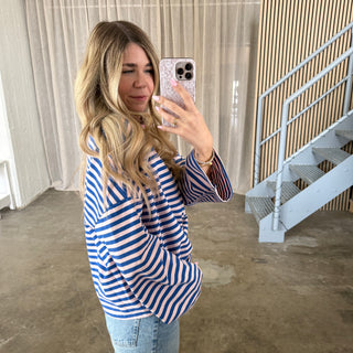 Oversize Longsleeve Stripes - Navi x Rosa