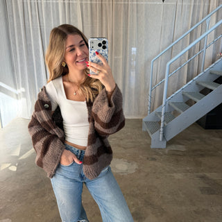 Strickjacke Mila - Taupe x Braun