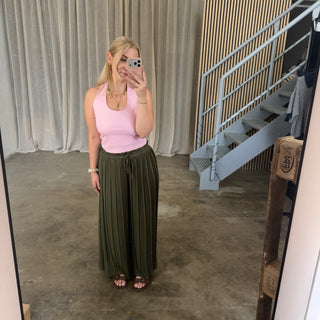 Plissee Hose - Olive