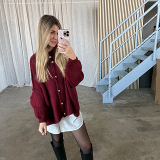 Midsize Strickjacke - Bordeaux