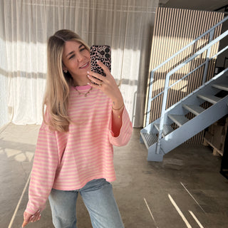 Oversize Longsleeve Stripes -  Rosa x Light Peach