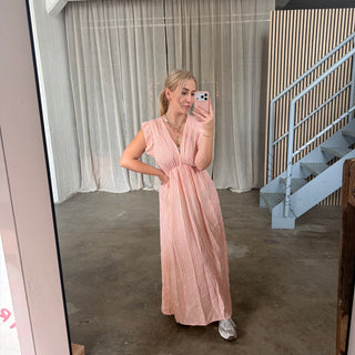 Musselinkleid Rosie - Small Stripes Butter Yellow x Light Pink