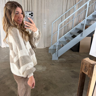 Strickjacke Bella - Beige x Creme